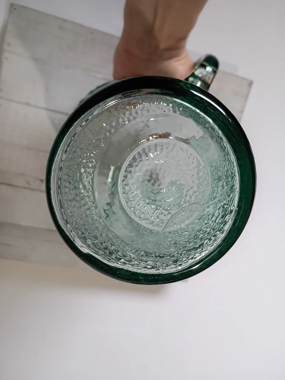 vintage green pebbled glass Coca-Cola pitcher 64 Ounces